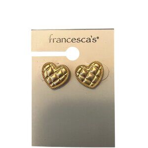 NWT Francesca's Quilted Heart Earrings